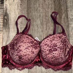 Victoria's Secret Burgundy Lace Bra- size 34D